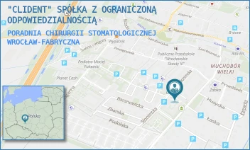 PORADNIA CHIRURGII STOMATOLOGICZNEJ - "CLIDENT" SPÓŁKA Z OGRANICZONĄ ODPOWIEDZIALNOŚCIĄ - UL. STANISŁAWA KUNICKIEGO 35A,  WROCŁAW-FABRYCZNA