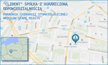PORADNIA CHIRURGII STOMATOLOGICZNEJ - "CLIDENT" SPÓŁKA Z OGRANICZONĄ ODPOWIEDZIALNOŚCIĄ - UL. STEFANA CZARNIECKIEGO 13,  WROCŁAW-STARE MIASTO