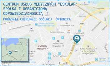PORADNIA CHIRURGII OGÓLNEJ - CENTRUM USŁUG MEDYCZNYCH "ESKULAP" SPÓŁKA Z OGRANICZONĄ ODPOWIEDZIALNOŚCIĄ - UL. LUDWIKA ZAMENHOFA 47,  ŚWIDNICA