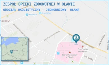 ODDZIAŁ OKULISTYCZNY - JEDNODNIOWY - ZESPÓŁ OPIEKI ZDROWOTNEJ W OŁAWIE - UL. KRZYSZTOFA KAMILA BACZYŃSKIEGO 1,  OŁAWA