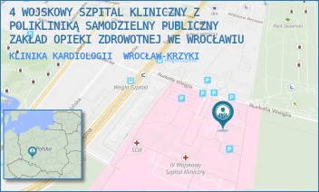 KLINIKA KARDIOLOGII - 4 WOJSKOWY SZPITAL KLINICZNY Z POLIKLINIKĄ SAMODZIELNY PUBLICZNY ZAKŁAD OPIEKI ZDROWOTNEJ WE WROCŁAWIU - UL. RUDOLFA WEIGLA 5,  WROCŁAW-KRZYKI