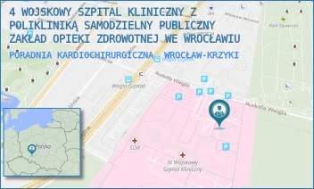 PORADNIA KARDIOCHIRURGICZNA - 4 WOJSKOWY SZPITAL KLINICZNY Z POLIKLINIKĄ SAMODZIELNY PUBLICZNY ZAKŁAD OPIEKI ZDROWOTNEJ WE WROCŁAWIU - UL. RUDOLFA WEIGLA 5,  WROCŁAW-KRZYKI
