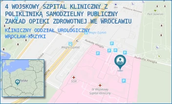 KLINICZNY ODDZIAŁ UROLOGICZNY - 4 WOJSKOWY SZPITAL KLINICZNY Z POLIKLINIKĄ SAMODZIELNY PUBLICZNY ZAKŁAD OPIEKI ZDROWOTNEJ WE WROCŁAWIU - UL. RUDOLFA WEIGLA 5,  WROCŁAW-KRZYKI
