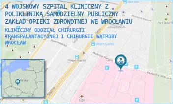 KLINICZNY ODDZIAŁ CHIRURGII TRANSPALANTACYJNEJ I CHIRURGII WĄTROBY - 4 WOJSKOWY SZPITAL KLINICZNY Z POLIKLINIKĄ SAMODZIELNY PUBLICZNY ZAKŁAD OPIEKI ZDROWOTNEJ WE WROCŁAWIU - UL. RUDOLFA WEIGLA 5,  WROCŁAW