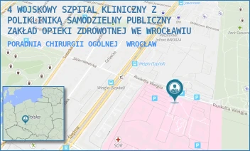 PORADNIA CHIRURGII OGÓLNEJ - 4 WOJSKOWY SZPITAL KLINICZNY Z POLIKLINIKĄ SAMODZIELNY PUBLICZNY ZAKŁAD OPIEKI ZDROWOTNEJ WE WROCŁAWIU - UL. RUDOLFA WEIGLA 5,  WROCŁAW