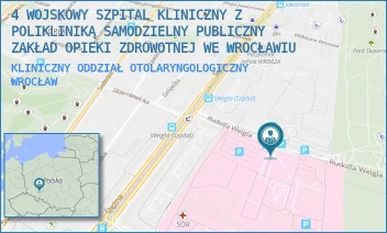 KLINICZNY ODDZIAŁ OTOLARYNGOLOGICZNY - 4 WOJSKOWY SZPITAL KLINICZNY Z POLIKLINIKĄ SAMODZIELNY PUBLICZNY ZAKŁAD OPIEKI ZDROWOTNEJ WE WROCŁAWIU - UL. RUDOLFA WEIGLA 5,  WROCŁAW