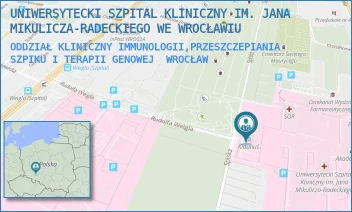 ODDZIAŁ KLINICZNY IMMUNOLOGII,PRZESZCZEPIANIA SZPIKU I TERAPII GENOWEJ - UNIWERSYTECKI SZPITAL KLINICZNY IM. JANA MIKULICZA-RADECKIEGO WE WROCŁAWIU - UL. BOROWSKA 213,  WROCŁAW