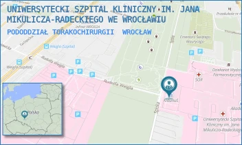 PODODDZIAŁ TORAKOCHIRURGII - UNIWERSYTECKI SZPITAL KLINICZNY IM. JANA MIKULICZA-RADECKIEGO WE WROCŁAWIU - UL. BOROWSKA 213,  WROCŁAW