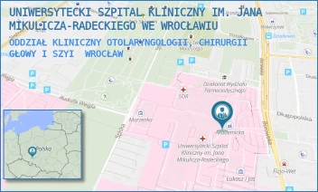 ODDZIAŁ KLINICZNY OTOLARYNGOLOGII, CHIRURGII GŁOWY I SZYI - UNIWERSYTECKI SZPITAL KLINICZNY IM. JANA MIKULICZA-RADECKIEGO WE WROCŁAWIU - UL. BOROWSKA 213,  WROCŁAW
