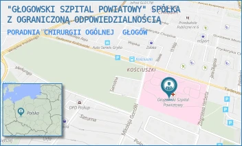 PORADNIA CHIRURGII OGÓLNEJ - "GŁOGOWSKI SZPITAL POWIATOWY" SPÓŁKA Z OGRANICZONĄ ODPOWIEDZIALNOŚCIĄ - UL. TADEUSZA KOŚCIUSZKI 15,  GŁOGÓW