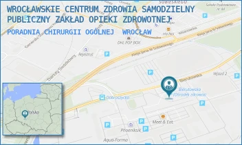 PORADNIA CHIRURGII OGÓLNEJ - WROCŁAWSKIE CENTRUM ZDROWIA SAMODZIELNY PUBLICZNY ZAKŁAD OPIEKI ZDROWOTNEJ - UL. BIERUTOWSKA 63,  WROCŁAW