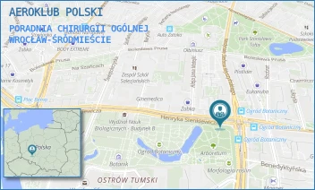 PORADNIA CHIRURGII OGÓLNEJ - AEROKLUB POLSKI - UL. H. SIENKIEWICZA 108-110,  WROCŁAW-ŚRÓDMIEŚCIE