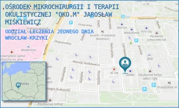 ODDZIAŁ LECZENIA JEDNEGO DNIA - OŚRODEK MIKROCHIRURGII I TERAPII OKULISTYCZNEJ "OKO.M" JAROSŁAW MIŚKIEWICZ - UL. WANDY RUTKIEWICZ 25A,  WROCŁAW-KRZYKI
