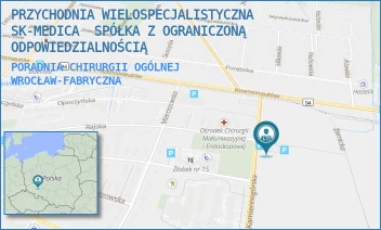 PORADNIA CHIRURGII OGÓLNEJ - PRZYCHODNIA WIELOSPECJALISTYCZNA SK-MEDICA  SPÓŁKA Z OGRANICZONĄ ODPOWIEDZIALNOŚCIĄ - UL. KAMIENNOGÓRSKA 10,  WROCŁAW-FABRYCZNA