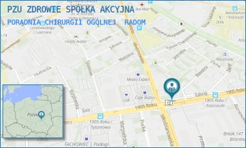 PORADNIA CHIRURGII OGÓLNEJ - PZU ZDROWIE SPÓŁKA AKCYJNA - 1905 ROKU 20,  RADOM