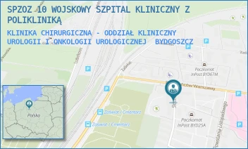 KLINIKA CHIRURGICZNA - ODDZIAŁ KLINICZNY UROLOGII I ONKOLOGII UROLOGICZNEJ - SPZOZ 10 WOJSKOWY SZPITAL KLINICZNY Z POLIKLINIKĄ - POWSTAŃCÓW WARSZAWY 5,  BYDGOSZCZ