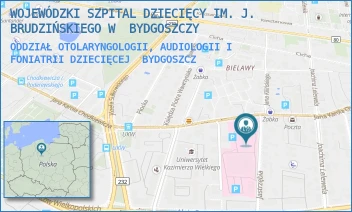 ODDZIAŁ OTOLARYNGOLOGII, AUDIOLOGII I FONIATRII DZIECIĘCEJ - WOJEWÓDZKI SZPITAL DZIECIĘCY IM. J. BRUDZIŃSKIEGO W  BYDGOSZCZY - CHODKIEWICZA 44,  BYDGOSZCZ