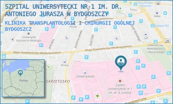 KLINIKA TRANSPLANTOLOGII I CHIRURGII OGÓLNEJ - SZPITAL UNIWERSYTECKI NR 1 IM. DR. ANTONIEGO JURASZA W BYDGOSZCZY - MARII SKŁODOWSKIEJ-CURIE 9,  BYDGOSZCZ