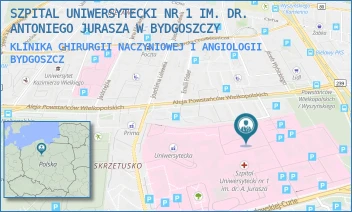 KLINIKA CHIRURGII NACZYNIOWEJ I ANGIOLOGII - SZPITAL UNIWERSYTECKI NR 1 IM. DR. ANTONIEGO JURASZA W BYDGOSZCZY - MARII SKŁODOWSKIEJ-CURIE 9,  BYDGOSZCZ