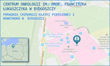 PORADNIA CHIRURGII KLATKI PIERSIOWEJ I NOWOTWORĂW - CENTRUM ONKOLOGII IM. PROF. FRANCISZKA ŁUKASZCZYKA W BYDGOSZCZY - DR. I.ROMANOWSKIEJ 2,  BYDGOSZCZ