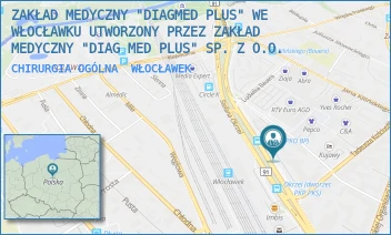 CHIRURGIA OGÓLNA - ZAKŁAD MEDYCZNY "DIAGMED PLUS" WE WŁOCŁAWKU UTWORZONY PRZEZ ZAKŁAD MEDYCZNY "DIAG MED PLUS" SP. Z O.O. - OKRZEI 66,  WŁOCŁAWEK