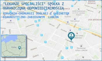 PORADNIA CHIRURGII OGÓLNEJ Z GABINETEM DIAGNOSTYCZNO-ZABIEGOWYM - "LEKARZE SPECJALIŚCI" SPÓŁKA Z OGRANICZONĄ ODPOWIEDZIALNOŚCIĄ - TOPOLOWA 7,  LUBLIN
