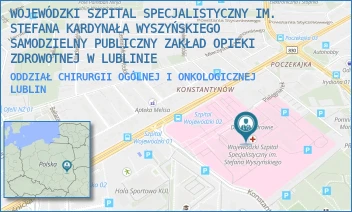 ODDZIAŁ CHIRURGII OGÓLNEJ I ONKOLOGICZNEJ - WOJEWÓDZKI SZPITAL SPECJALISTYCZNY IM. STEFANA KARDYNAŁA WYSZYŃSKIEGO SAMODZIELNY PUBLICZNY ZAKŁAD OPIEKI ZDROWOTNEJ W LUBLINIE - AL. KRAŚNICKA 100,  LUBLIN