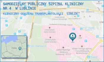 KLINICZNY ODDZIAŁ TRANSPLANTOLOGII - UNIWERSYTECKI SZPITAL KLINICZNY NR 4 W LUBLINIE - DR. K. JACZEWSKIEGO 8,  LUBLIN