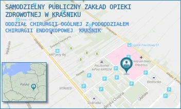 ODDZIAŁ CHIRURGII OGÓLNEJ Z PODODDZIAŁEM CHIRURGII ENDOSKOPOWEJ - SAMODZIELNY PUBLICZNY ZAKŁAD OPIEKI ZDROWOTNEJ W KRAŚNIKU - CHOPINA 13,  KRAŚNIK