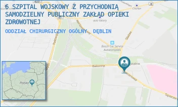 ODDZIAŁ CHIRURGICZNY OGÓLNY - 6 SZPITAL WOJSKOWY Z PRZYCHODNIĄ SAMODZIELNY PUBLICZNY ZAKŁAD OPIEKI ZDROWOTNEJ - SZPITALNA 2,  DĘBLIN