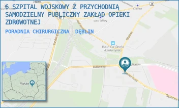 PORADNIA CHIRURGICZNA - 6 SZPITAL WOJSKOWY Z PRZYCHODNIĄ SAMODZIELNY PUBLICZNY ZAKŁAD OPIEKI ZDROWOTNEJ - SZPITALNA 2,  DĘBLIN