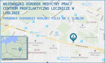 PORADNIA CHIRURGII OGÓLNEJ FILIA NR 1 - WOJEWÓDZKI OŚRODEK MEDYCYNY PRACY CENTRUM PROFILAKTYCZNO LECZNICZE W LUBLINIE - NAŁĘCZOWSKA 27,  LUBLIN
