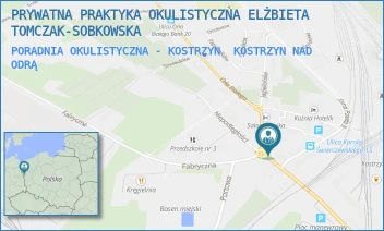 PORADNIA OKULISTYCZNA - KOSTRZYN - PRYWATNA PRAKTYKA OKULISTYCZNA ELŻBIETA TOMCZAK-SOBKOWSKA - UL. JAGIELLOŃSKA 2,  KOSTRZYN NAD ODRĄ