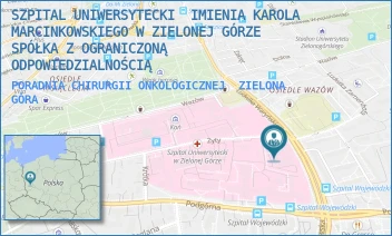 PORADNIA CHIRURGII ONKOLOGICZNEJ - SZPITAL UNIWERSYTECKI  IMIENIA KAROLA MARCINKOWSKIEGO W ZIELONEJ GÓRZE SPÓŁKA Z OGRANICZONĄ ODPOWIEDZIALNOŚCIĄ - UL. LUDWIKA WARYŃSKIEGO 2,  ZIELONA GÓRA