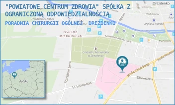 PORADNIA CHIRURGII OGÓLNEJ - "POWIATOWE CENTRUM ZDROWIA" SPÓŁKA Z OGRANICZONĄ ODPOWIEDZIALNOŚCIĄ - UL. PIŁSUDSKIEGO 8,  DREZDENKO