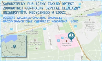 ODDZIAŁ LECZENIA OPARZEŃ, ANOMALII NACZYNIOWYCH ORAZ CHIRURGII NOWORODKA - SAMODZIELNY PUBLICZNY ZAKŁAD OPIEKI ZDROWOTNEJ CENTRALNY SZPITAL KLINICZNY UNIWERSYTETU MEDYCZNEGO W ŁODZI - UL. SPORNA 36/50,  ŁÓDŹ