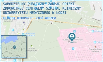 KLINIKA ORTOPEDII - SAMODZIELNY PUBLICZNY ZAKŁAD OPIEKI ZDROWOTNEJ CENTRALNY SZPITAL KLINICZNY UNIWERSYTETU MEDYCZNEGO W ŁODZI - UL. POMORSKA 251,  ŁÓDŹ-WIDZEW