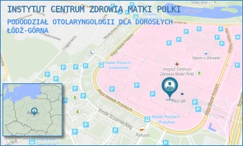 PODODDZIAŁ OTOLARYNGOLOGII DLA DOROSŁYCH - INSTYTUT CENTRUM ZDROWIA MATKI POLKI - UL. RZGOWSKA 281/289,  ŁÓDŹ-GÓRNA