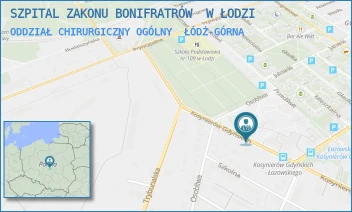 ODDZIAŁ CHIRURGICZNY OGÓLNY - SZPITAL ZAKONU BONIFRATRÓW  W ŁODZI - KOSYNIERÓW GDYŃSKICH 61,  ŁÓDŹ-GÓRNA