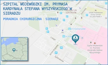PORADNIA CHIRURGICZNA - SZPITAL WOJEWÓDZKI IM. PRYMASA KARDYNAŁA STEFANA WYSZYŃSKIEGO W SIERADZU - UL. ARMII KRAJOWEJ 7,  SIERADZ