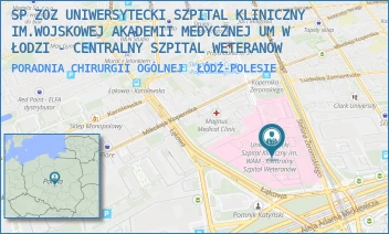 PORADNIA CHIRURGII OGÓLNEJ - SP ZOZ UNIWERSYTECKI SZPITAL KLINICZNY NR 2 UNIWERSYTETU MEDYCZNEGO  W ŁODZI - UL. STEFANA ŻEROMSKIEGO 113,  ŁÓDŹ-POLESIE