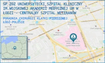 PORADNIA CHIRURGII KLATKI PIERSIOWEJ - SP ZOZ UNIWERSYTECKI SZPITAL KLINICZNY NR 2 UNIWERSYTETU MEDYCZNEGO  W ŁODZI - UL. STEFANA ŻEROMSKIEGO 113,  ŁÓDŹ-POLESIE