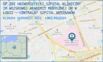 KLINIKA CHIRURGII RĘKI - SP ZOZ UNIWERSYTECKI SZPITAL KLINICZNY NR 2 UNIWERSYTETU MEDYCZNEGO  W ŁODZI - UL. STEFANA ŻEROMSKIEGO 113,  ŁÓDŹ-POLESIE