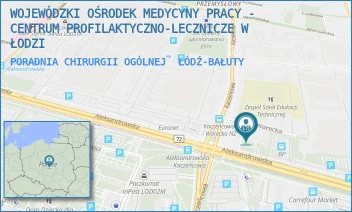 PORADNIA CHIRURGII OGÓLNEJ - WOJEWÓDZKI OŚRODEK MEDYCYNY PRACY - CENTRUM PROFILAKTYCZNO-LECZNICZE W ŁODZI - UL. ALEKSANDROWSKA 61/63,  ŁÓDŹ-BAŁUTY