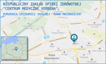 PORADNIA CHIRURGII OGÓLNEJ - NIEPUBLICZNY ZAKŁAD OPIEKI ZDROWOTNEJ "CENTRUM MEDYCZNE VERBENA" - UL. KRAKOWSKA 9,  RAWA MAZOWIECKA