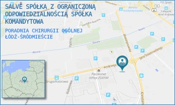 PORADNIA CHIRURGII OGÓLNEJ - SALVE SPÓŁKA Z OGRANICZONĄ ODPOWIEDZIALNOŚCIĄ SPÓŁKA KOMANDYTOWA - UL. A. STRUGA 3,  ŁÓDŹ-ŚRÓDMIEŚCIE