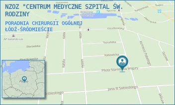 PORADNIA CHIRURGII OGÓLNEJ - NZOZ "CENTRUM MEDYCZNE SZPITAL ŚW. RODZINY - UL. PILOTA STANISŁAWA WIGURY 19,  ŁÓDŹ-ŚRÓDMIEŚCIE