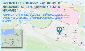 PORADNIA CHIRURGII OGÓLNEJ, ONKOLOGICZNEJ, ENDOKRYNOLOGICZNEJ I TRANSPLANTOLOGICZNEJ - SAMODZIELNY PUBLICZNY ZAKŁAD OPIEKI ZDROWOTNEJ SZPITAL UNIWERSYTECKI W KRAKOWIE - UL. MACIEJA JAKUBOWSKIEGO 2,  KRAKÓW