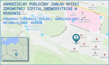 PORADNIA CHIRURGII OGÓLNEJ, ONKOLOGICZNEJ I METABOLICZNEJ - SAMODZIELNY PUBLICZNY ZAKŁAD OPIEKI ZDROWOTNEJ SZPITAL UNIWERSYTECKI W KRAKOWIE - UL. MACIEJA JAKUBOWSKIEGO 2,  KRAKÓW