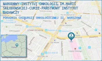 PORADNIA CHIRURGII ONKOLOGICZNEJ II - NARODOWY INSTYTUT ONKOLOGII IM.MARII SKŁODOWSKIEJ-CURIE-PAŃSTWOWY INSTYTUT BADAWCZY - WAWELSKA 15,  WARSZAWA
